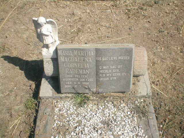 RADEMAN Maria Martha Magdalena Cornelia geb. PELZER 1888-1962
