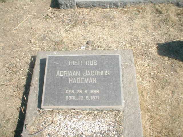 RADEMAN Adriaan Jacobus 1889-1971