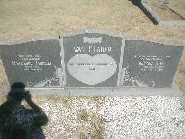 STADEN Marthinus Jacobus, van 1905-1989 &amp; Johanna H.W. 1917-1988