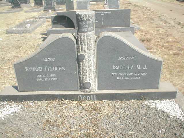 SCOTT Wynand Frederik 1885-1973 &amp; Isabella M.J. SCHOEMAN 1890-1983