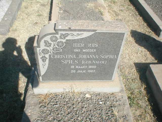 SPIES Christina Johanna Sophia nee NAUDE 1880-1962