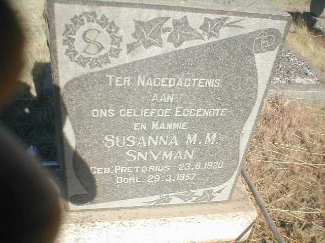 SNYMAN Susanna M.M. geb. PRETORIUS 1920-1957