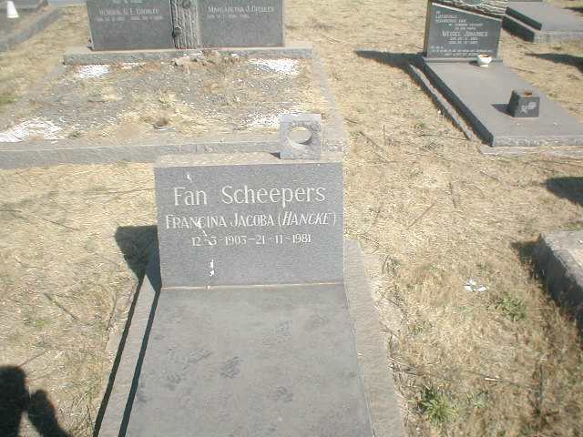 SCHEEPERS Francina Jacoba geb. HANCKE 1905-1981