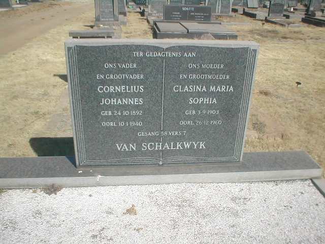 SCHALKWYK Cornelius Johannes, van 1892-1940 &amp; Clasina Maria Sophia 1903-1960