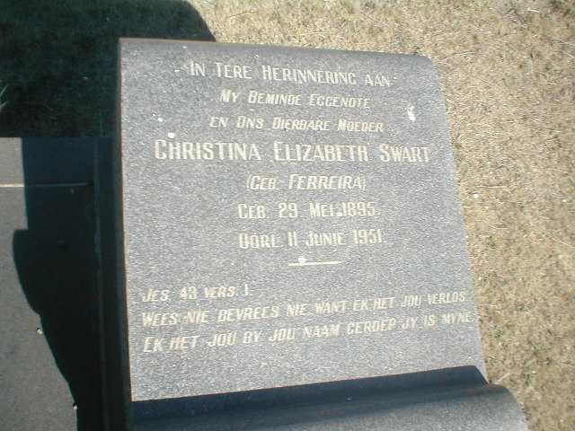 SWART Christina Elizabeth nee FERREIRA 1895-1951