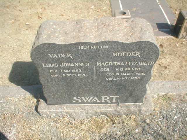SWART Louis Johannes 1880-1926 &amp; Magritha Elizabeth geb. V.D. MERWE 1886-1935