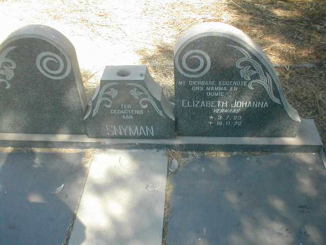 SNYMAN Elizabeth Johanna nee VERMAAS 1923-1972