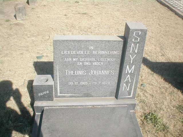 SNYMAN Theunis Johannes 1909-1970