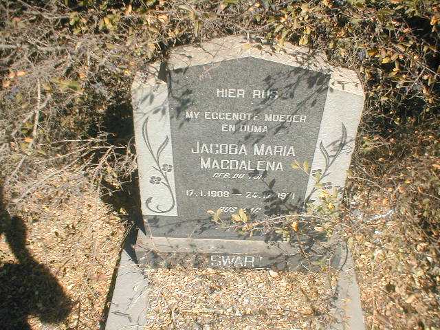 SWART Jacoba Maria Magdalena nee DU TOIT 1908-1971
