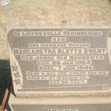 SWART Margaretha Aletta geb. JANSE VAN NOORDWYN 1864-1946