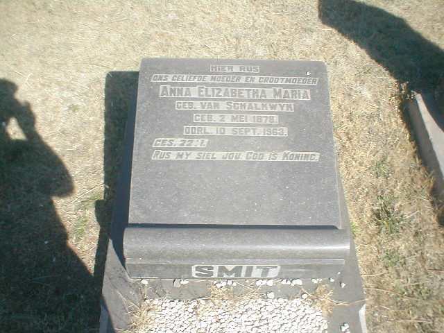 SMIT Anna Elizabeth Maria nee van SCHALKWYK 1878-1963