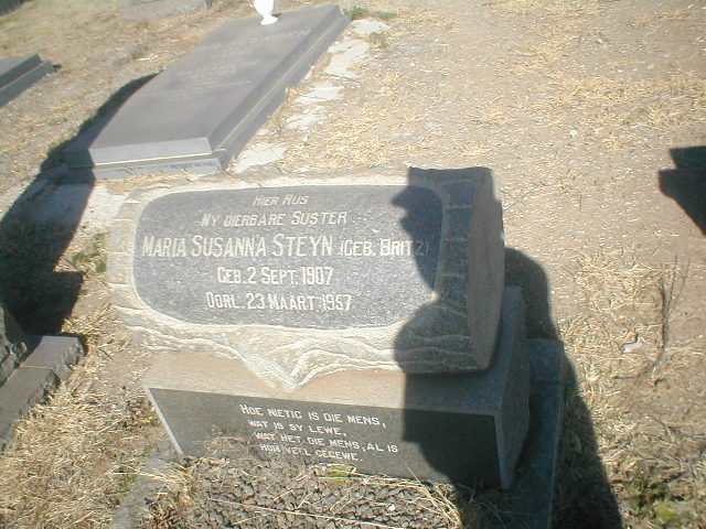 STEYN Maria Susanna geb. BRITZ 1907-1957