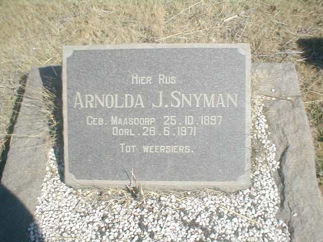 SNYMAN Arnolda J. geb. MAASDORP 1897-1971