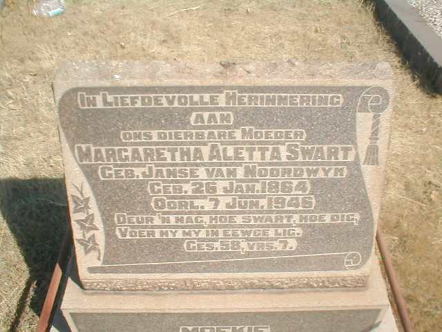 SWART Margaretha Aletta geb. JANSE VAN NOORDWYN 1864-1946