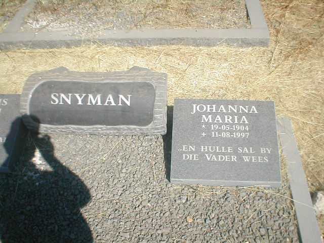 SNYMAN Johanna Maria 1904-1997