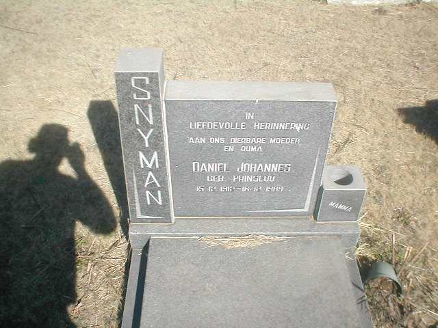 SNYMAN Daniel Johannes nee PRINSLOO 1912-1989