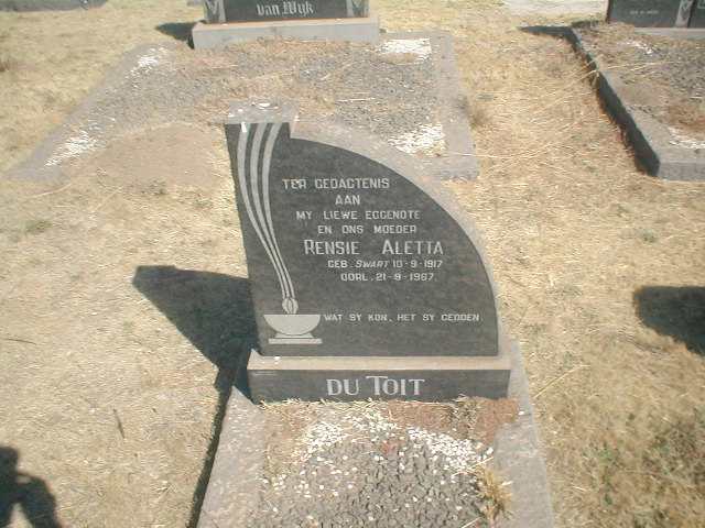 TOIT Rensie Aletta, Du nee SWART 1917-1967