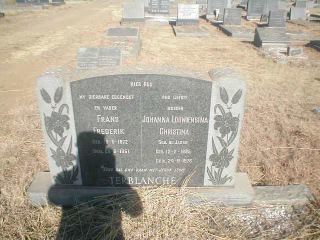 TERBLANCHE Frans Frederik 1872-1967 &amp; Johanna L.C. DE JAGER 1885-1976