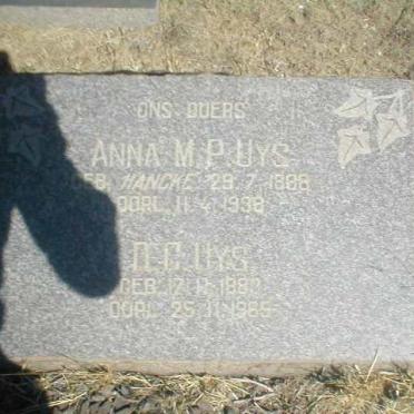 UYS D.C. 1883-1965 &amp; Anna M.P. HANCKE 1888-1938