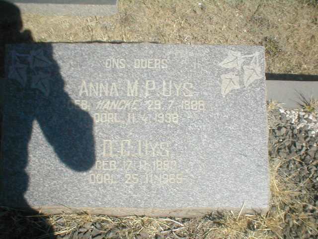UYS D.C. 1883-1965 &amp; Anna M.P. HANCKE 1888-1938