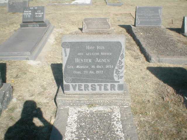 VERSTER Hester Agnes nee MANSER 1894-1972