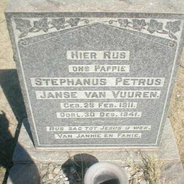 VUUREN Stephanus Petrus, Janse van 1911-1941