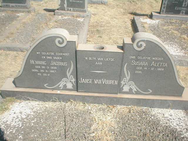 VUUREN Henning Jacobus, Janse van 1930-1967 &amp; Susara Aletta 1929-