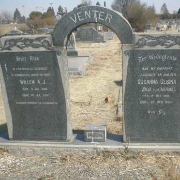 VENTER Willem A.J.1919-1982 &amp; Susanna Gesina geb. V.D. MERWE  1918-1960