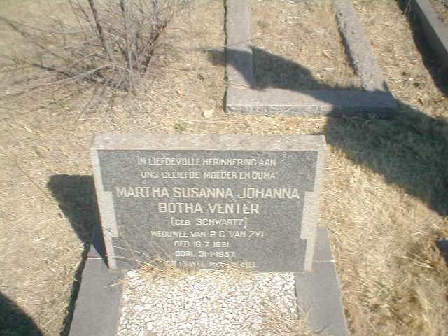 VENTER Martha Susanna Johanna Botha geb. SCHWARTZ 1891-1957