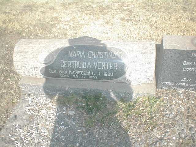 VENTER Maria Christina Gertruida nee VAN ASWEGEN 1880-1953