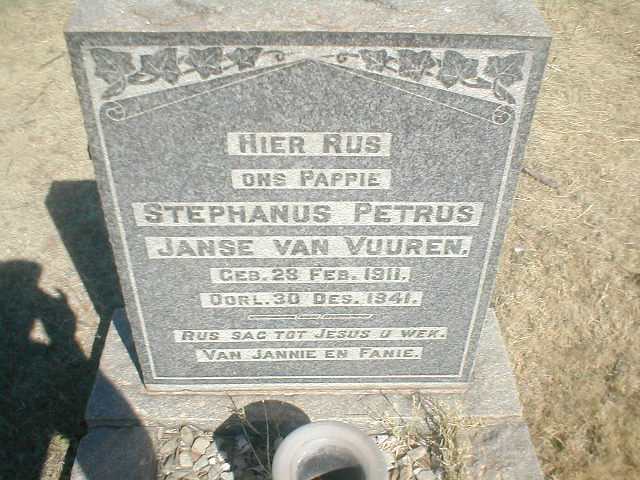 VUUREN Stephanus Petrus, Janse van 1911-1941