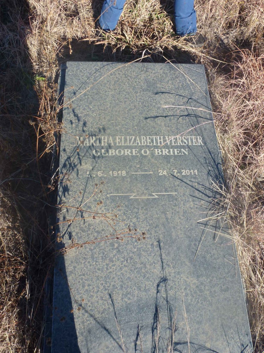 VERSTER Martha Elizabeth nee O'BRIEN 1918-2011