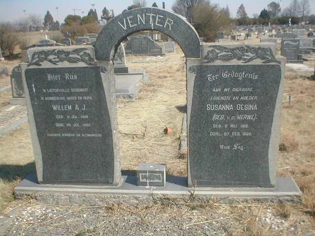 VENTER Willem A.J.1919-1982 &amp; Susanna Gesina geb. V.D. MERWE  1918-1960