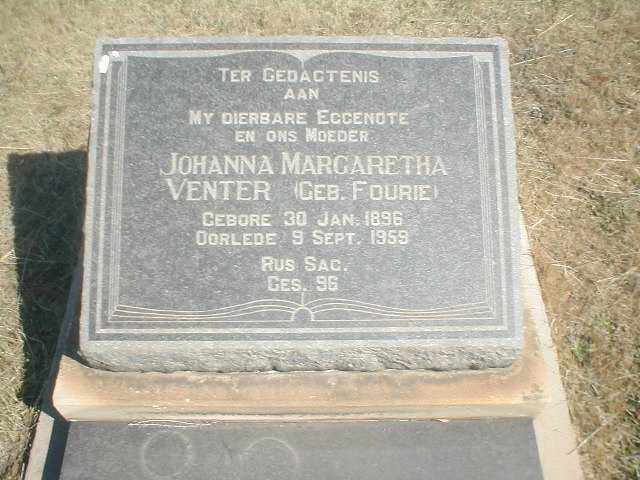 VENTER Johanna Margaretha geb. FOURIE 1896-1959