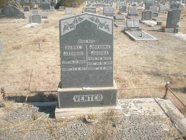 VENTER Daniel Jacobus 1886-1977 &amp; Johanna Jacoba DE BEER 1891-1961