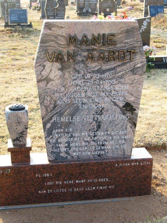 AARDT Manie, van 1970-1995