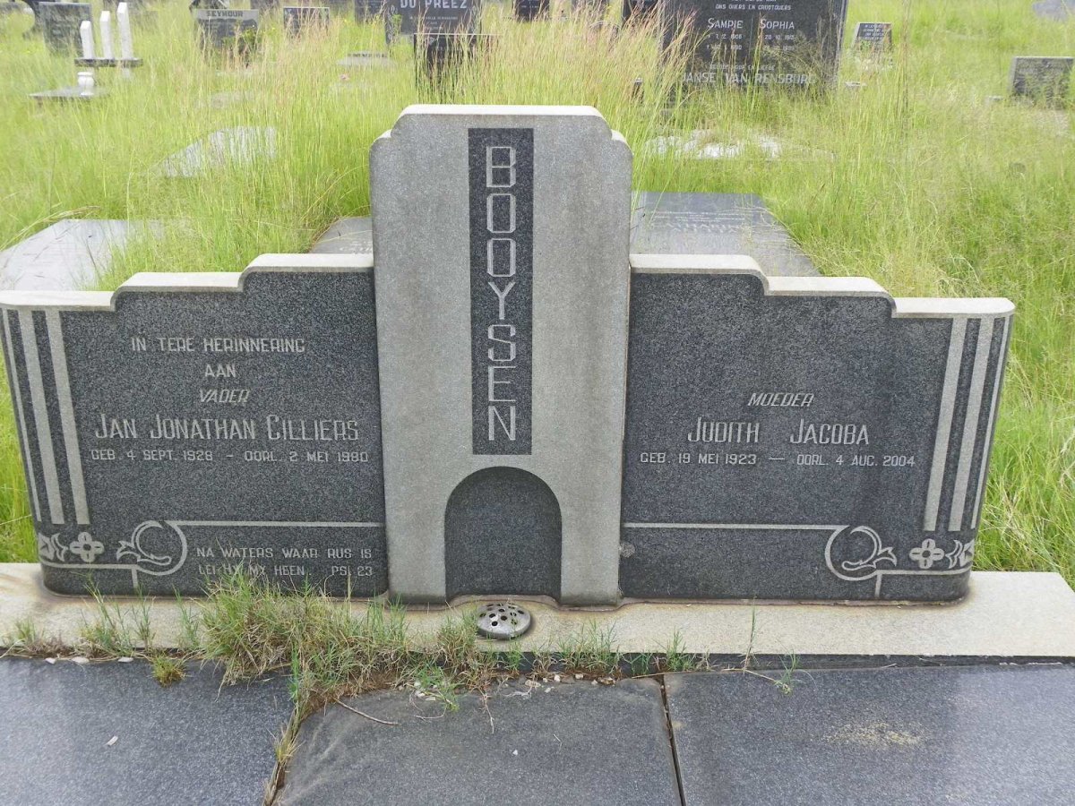 BOOYSEN Jan Jonathan Cilliers 1928-1980 &amp; Judith Jacoba 1923-2004