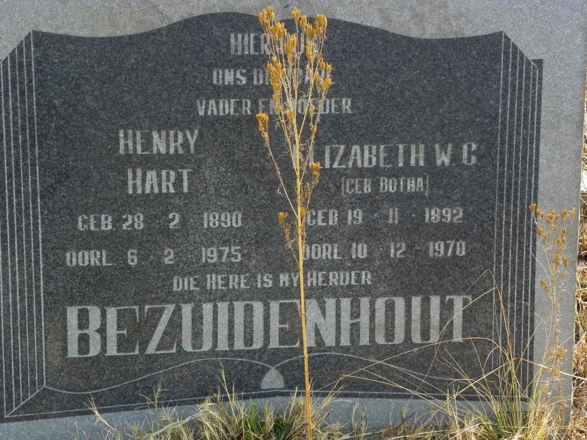 BEZUIDENHOUT Henry Hart 1890-1975 &amp; Elizabeth W.C. BOTHA 1892-1970