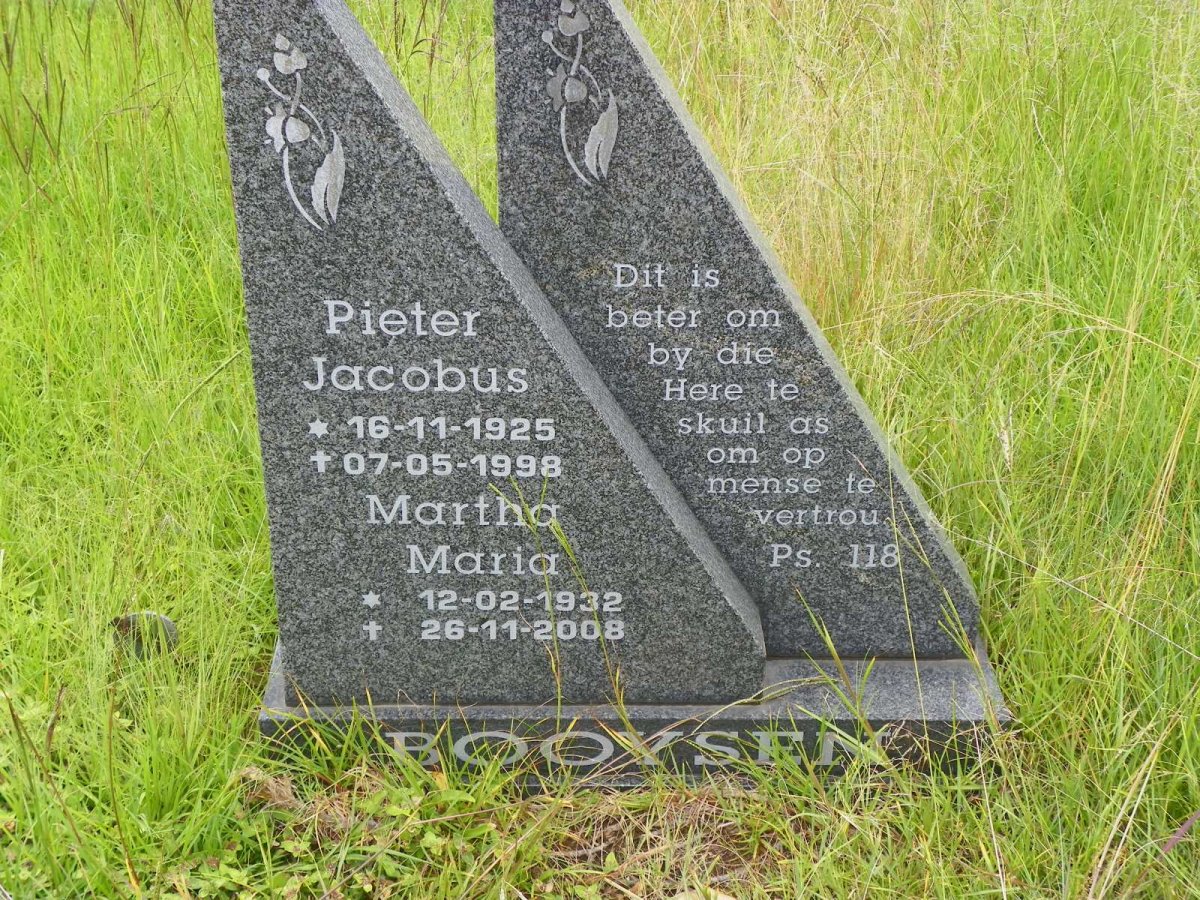 BOOYSEN Pieter Jacobus 1925-1998 &amp; Maria 1932-2008