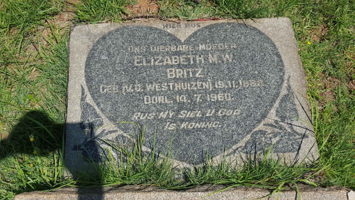 BRITZ Elizabeth M.W. nee V.D. WESTHUIZEN 188?-1960