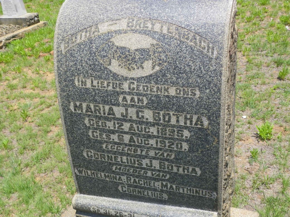 BOTHA Maria J.C. nee BREYTENBACH 1895-1920