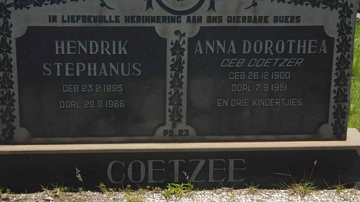 COETZEE Hendrik Stephanus 1895-1966 &amp; Anna Dorothea COETZER 1900-1951
