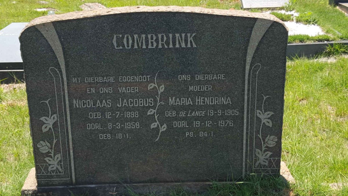 COMBRINK Nicolaas Jacobus 1898-1958 &amp; Maria Hendrina DE LANGE 1905-1976