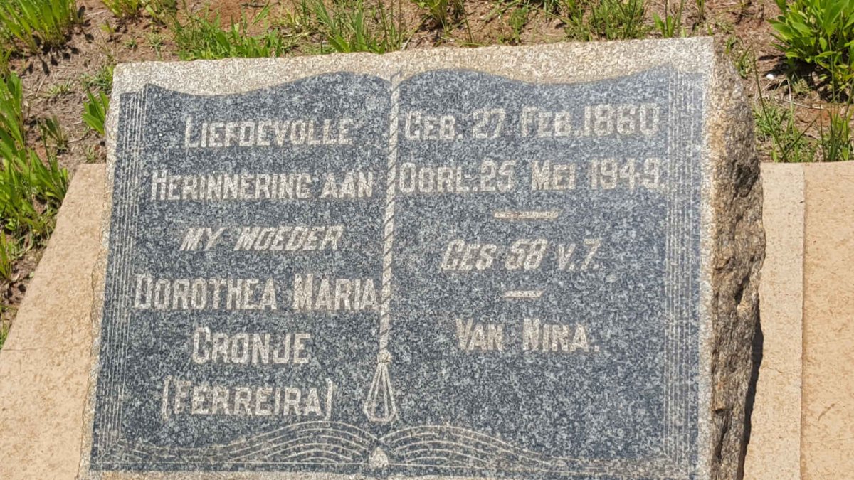 CRONJE Dorothea Maria nee FERREIRA 1860-1949