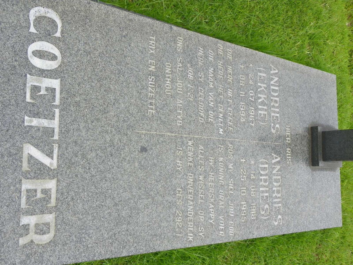 COETZER Andries 1918-1995 :: COETZER Andries 1967-1994