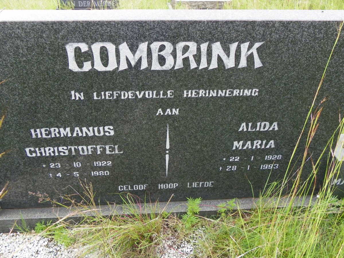 COMBRINK Hermanus Christoffel 1922-1980 &amp; Alida Maria 1928-1993