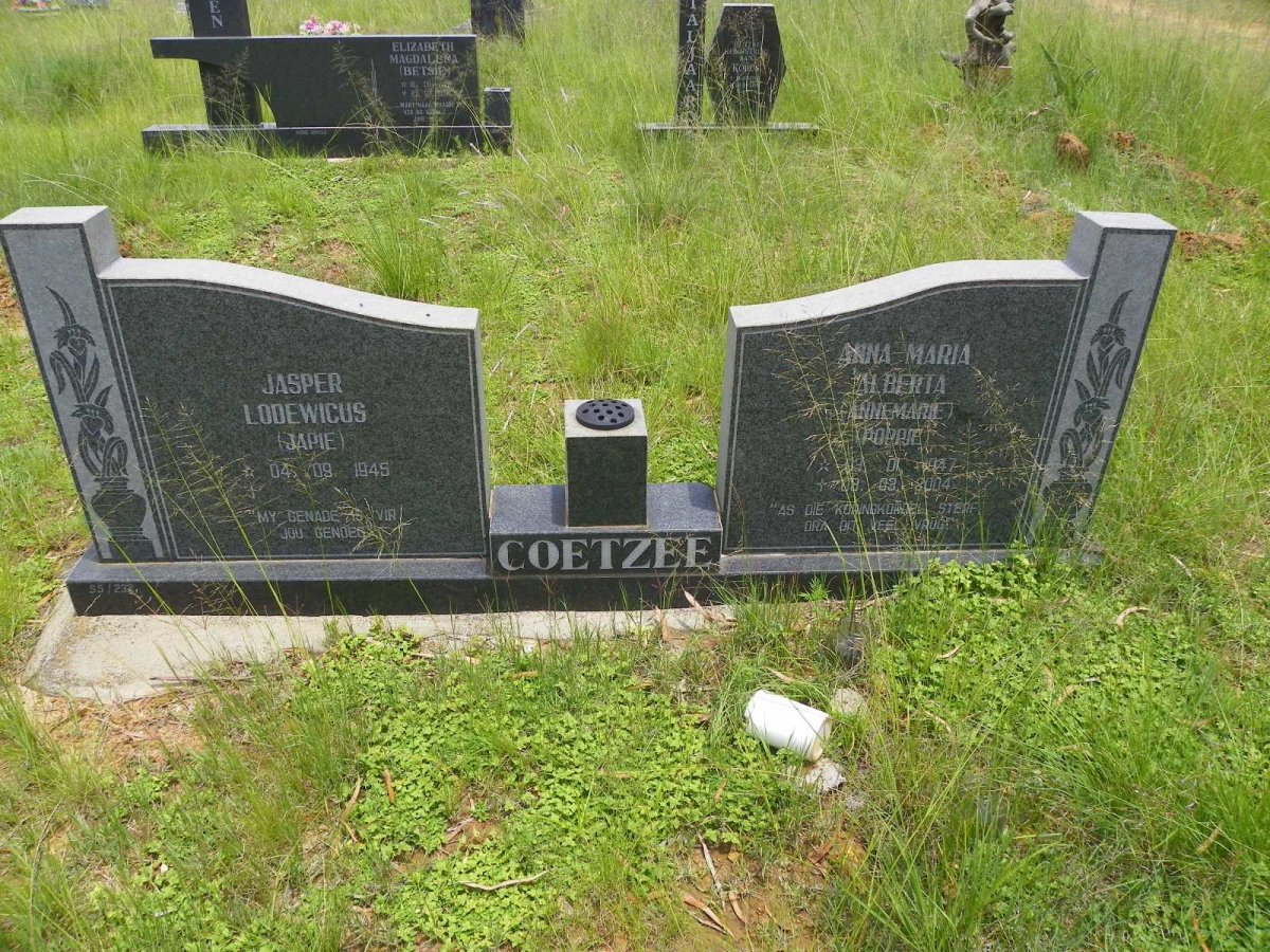 COETZEE Jasper Lodewicus 1945- &amp; Anna Maria Alberta 1947-2004