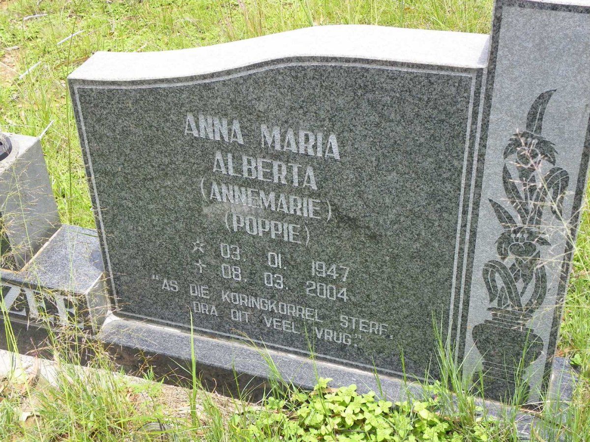 COETZEE Jasper Lodewicus 1945- &amp; Anna Maria Alberta 1947-2004