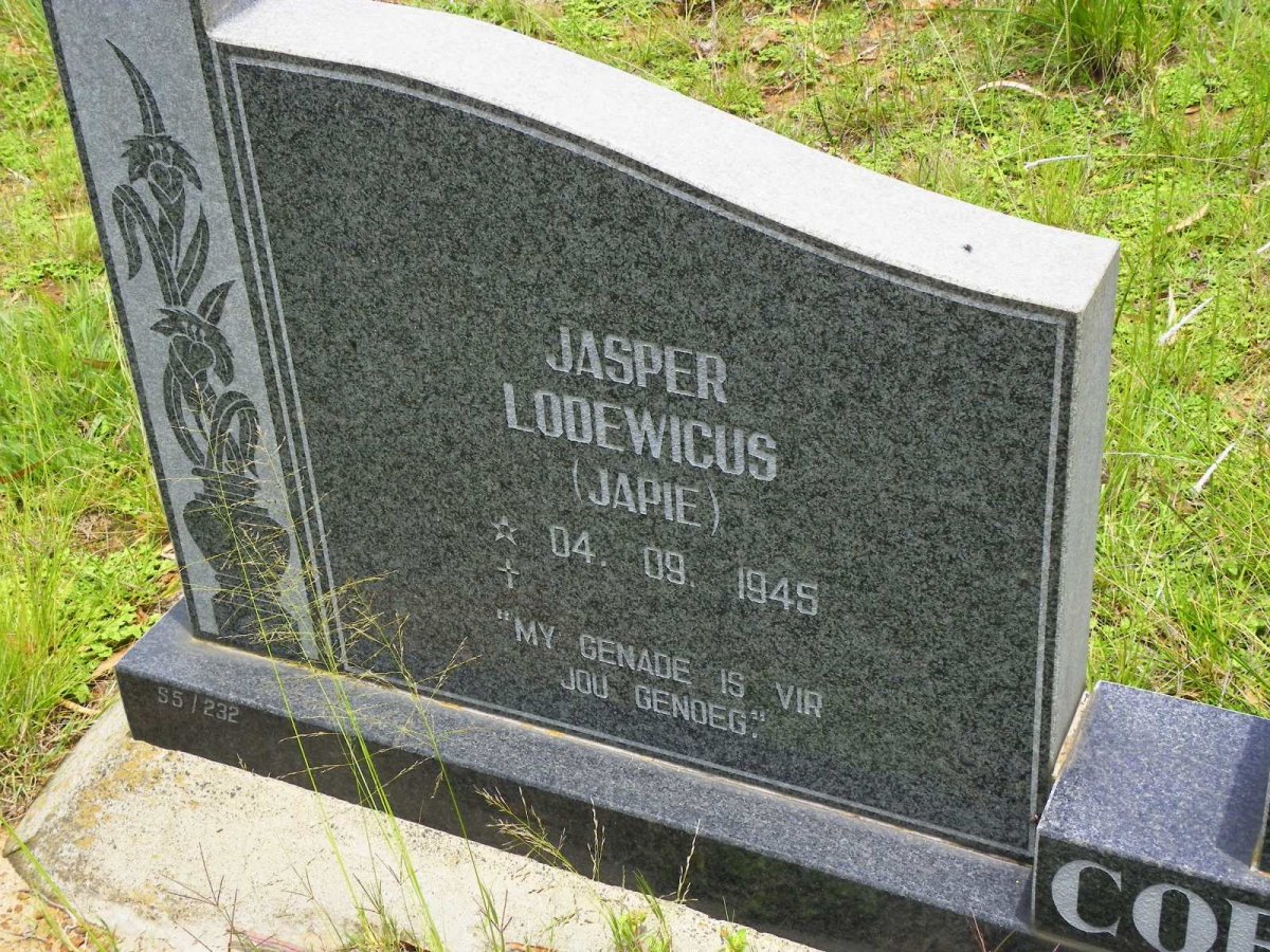 COETZEE Jasper Lodewicus 1945- &amp; Anna Maria Alberta 1947-2004