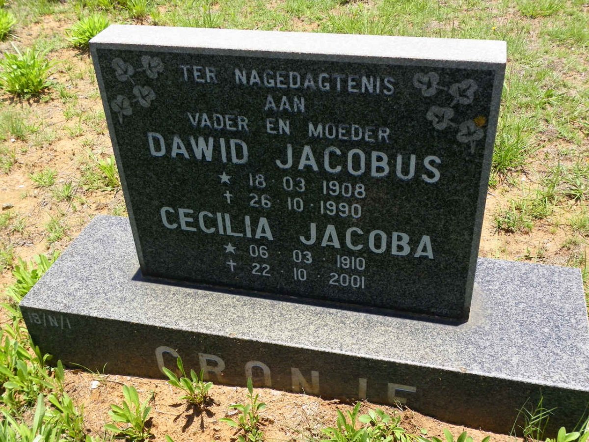 CRONJE Dawid Jacobus 1908-1990 &amp; Cecilia Jacoba 1910-2001